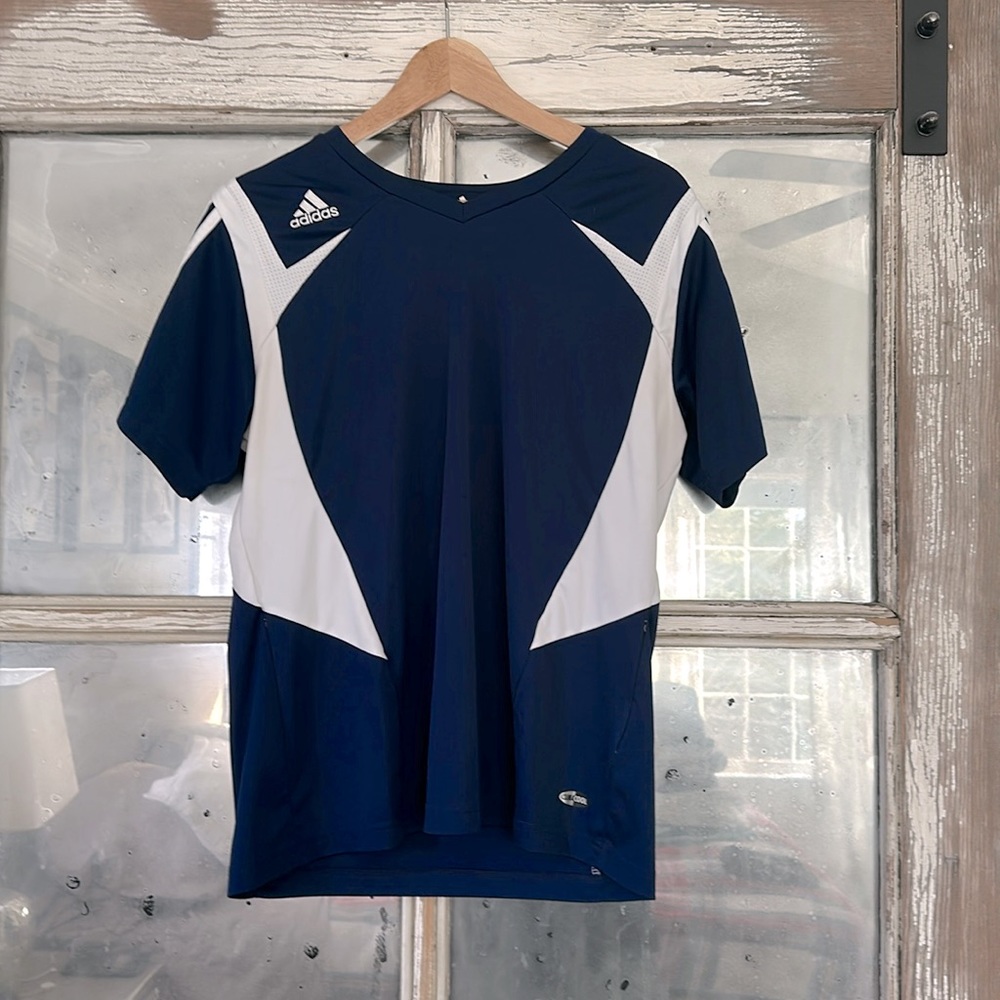 Adidas clima-cool dry fit shirt sz XL navy and white